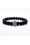 Onyx Natural Stone Unisex Bracelet with Angry Gorilla Figure in Helmet