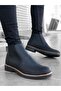 Men's Chelsea Laceless Elastic Leather Black Half Ankle Boots Ba0058 - 2