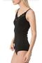 1231 V-Neck Rope Strap Lace Women's Undershirt 2-Piece Black - 2