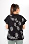 Women's Black Şile Cloth Short Sleeve Blouse - 3