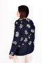 Women's Navy Blue Şile Cloth Long Sleeve Blouse - 3