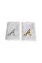 Letter Embroidered Makeup, Face Towel Set of 2 30x30 Cm A White - 2