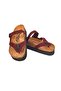 Genuine Leather Claret Red Women's Slippers - 3