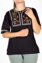 Women's Şile Cloth Short Sleeve Black Blouse - 3