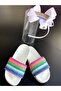 Girl's White Color Rainbow Glittery Sequin Shiny Crown and Slippers - 3