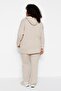 Light Beige Hooded Collar Relaxed Fit Knitted Camisole Plus Size Bottom-Top Set Tbbaw23Cp00016 - 5