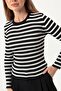 Women's Black Striped Ribbed Lycra Knitwear Sweater - 4