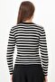 Women's Black Striped Ribbed Lycra Knitwear Sweater - 5