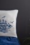 Ship Themed Embroidered Linen Throw Pillow Cover Marine - 2