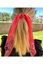 Floral Patterned Pomegranate Color Chiffon Bagel Buckle with Scarf - Scarf Buckle