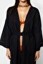 Black Belt Midi Woven Ribbon-Accessory 100% Cotton Kimono&Kaftan TBESS21KM0008 - 3