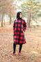Plus Size Hooded Zippered Fleece Cap - Red Plaid - 4
