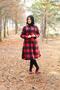 Plus Size Hooded Zippered Fleece Cap - Red Plaid - 6