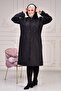 Women's Large Size Double Sleeve Waterproof Bondit Hooded Trench - Black - 4