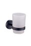 Black Bathroom Toothbrush Holder, Soap Dish, Hanger, Round Towel Holder, Paper Holder with Lid Set of 5 - 5