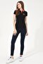 Women's Polo Neck Black T-shirt - 3