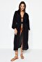 Black Belt Midi Woven Ribbon-Accessory 100% Cotton Kimono&Kaftan TBESS21KM0008