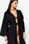 Black Belt Midi Woven Ribbon-Accessory 100% Cotton Kimono&Kaftan TBESS21KM0008 - 4