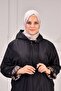 Women's Large Size Double Sleeve Waterproof Bondit Hooded Trench - Black - 3