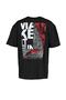 Black Oversize/Wide Cut Short Sleeve Text Printed 100% Cotton T-Shirt Tmnss21Ts1064 - 6