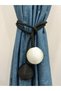 Two Ball Side Tie Backdrop Curtain Gathering Device Black&cream