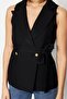 Black Regular Fit Belted Woven Vest TWOAW23YE00021 - 4
