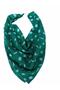 Green Color Flower Patterned Satin Scarf