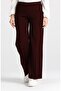 Oversize Lycra Wide Leg Women's Large Size Trousers Claret Red - 3