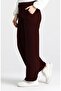 Oversize Lycra Wide Leg Women's Large Size Trousers Claret Red - 4