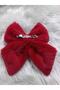 Plush Bow Buckle Red Color Luxury Imported Rabbit Hair - Automatic Plush Buckle - 2