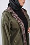 Large Size Full Length Button Detailed Waterproof Bondit Hooded Trench - Khaki - 3