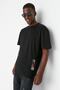 Black Oversize/Wide Cut Short Sleeve Text Printed 100% Cotton T-Shirt Tmnss21Ts1064 - 5