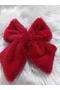 Plush Bow Buckle Red Color Luxury Imported Rabbit Hair - Automatic Plush Buckle - 3