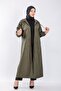 Large Size Full Length Button Detailed Waterproof Bondit Hooded Trench - Khaki - 4