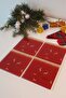 Glass Coaster| New Year Red 5-Piece Deer| Set of 4| 10cm X 10cm - 3