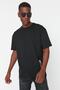 Black Oversize/Wide Cut Short Sleeve Text Printed 100% Cotton T-Shirt Tmnss21Ts1064 - 2