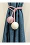 Two Ball Curtain Collection Apparatus with Side Binding Background - Dried Rose and Cream - 2