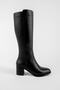 Maude Women's Genuine Leather Heeled Boots-black - 6