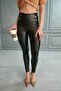 Thermal Push Up Women's Leather Leggings with Waist Detail and Thick Fur Inside - 5