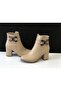 Kafkaslar Thick Heeled Short Boots with Chain Detail