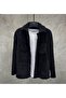 Men's Black Button Detailed Pocket Plush Jacket Small - 3