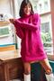Women's Fuchsia Turtleneck Soft Textured Knitwear Tunic Dress - 3