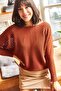 Woman's Oversize Knitwear Sweatshirt with Tile Curved Bat