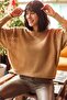 Women's Camel Shaped Bat Oversize Knitwear Sweatshirt - 4