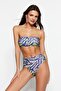 Leopar Desenli Straplez Kaplı Hipster Yüksek Bel Bikini Takımı TBESS22BT0018