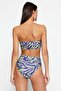 Leopar Desenli Straplez Kaplı Hipster Yüksek Bel Bikini Takımı TBESS22BT0018 - 5