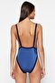 Blue Square Collar Color Block High Leg Swimsuit TBESS23MA00048 - 6