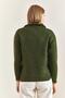 Women's Khaki Zippered Turtleneck Oversize Knitwear Sweater 20223202 - 3