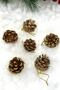 Gold 6-Piece 4 cm Real Pine Cone Christmas New Year Pine Tree Ornament Hangable Tree Ornament Gold Yellow - 2