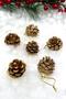 Gold 6-Piece 4 cm Real Pine Cone Christmas New Year Pine Tree Ornament Hangable Tree Ornament Gold Yellow - 6